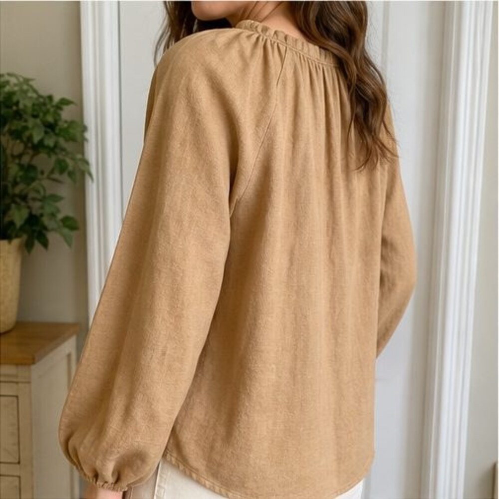 Camel Puff Sleeve Top - Picture 3 of 6